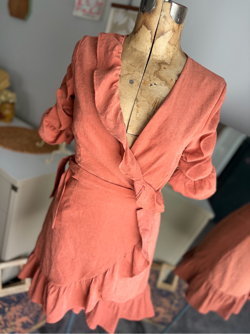 Storia Mini Wrap Ruffle Dress